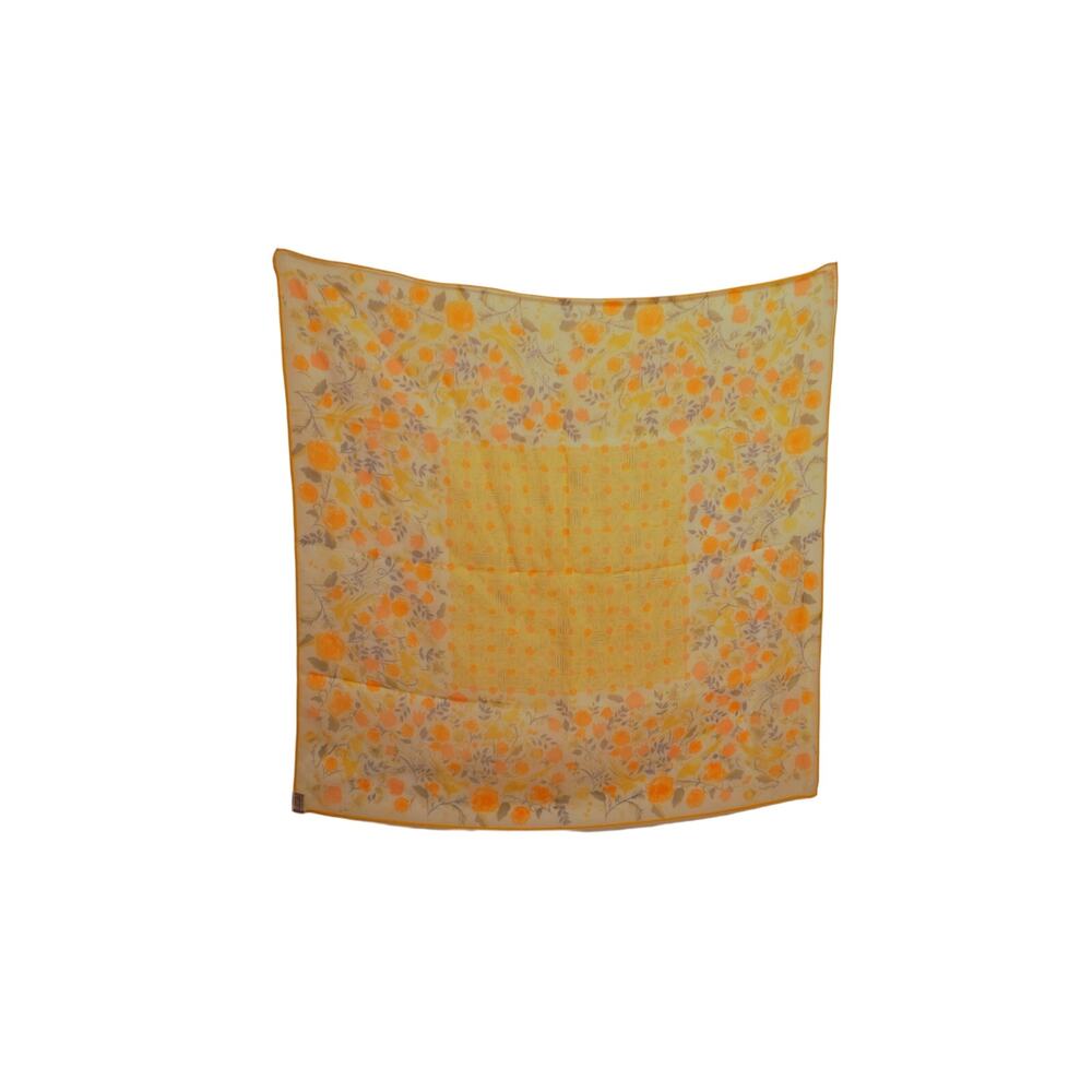 Vintage Vera Neumann Verasheer Silk Blend Scarf Yellow Floral Japan 26x26